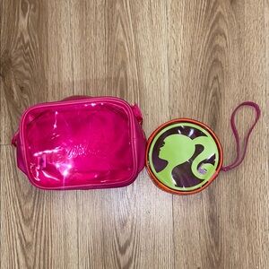 Pink Barbie cosmetic Bag and Green Coin/accessories  Purse